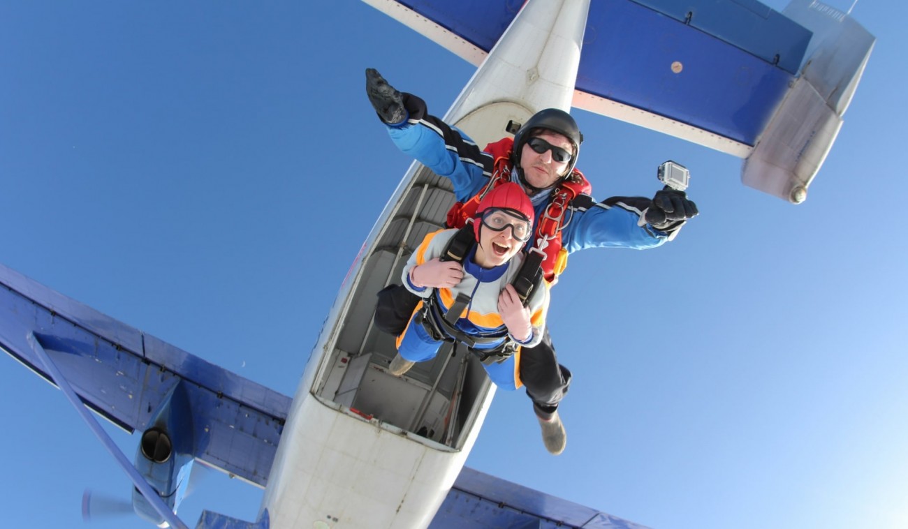 Прыжок с парашютом в тандеме с видеосъемкой GoPro
